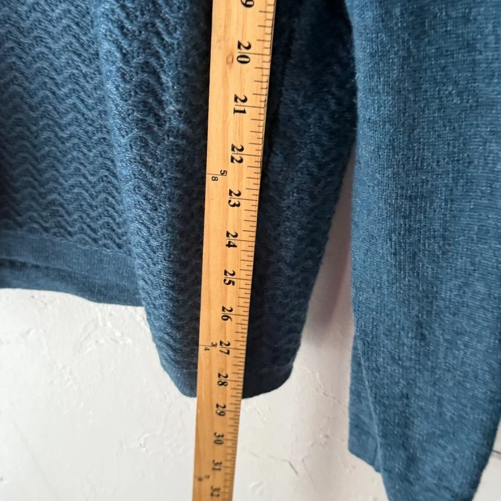 Royal Robbins Vintage 90s Mens Wool Teal Blue Herringbone Knit Sweater L Grandpa